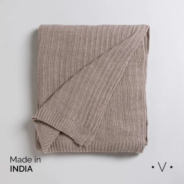 MANTA RIBBED KNIT TAUPE 140X178 CM