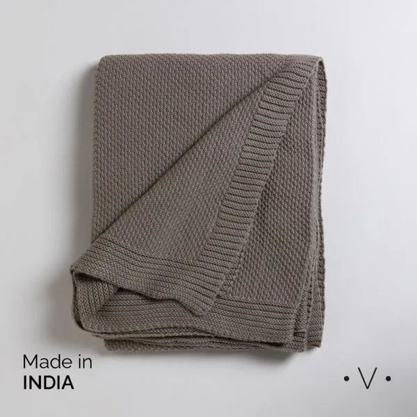 MANTA GARTER STITCH OLIVE 140X178 CM